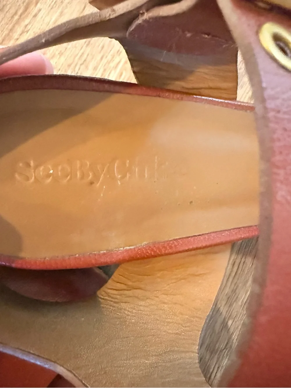 See By Chloe Lexy Leather Platform Strappy Heeled Sandals Brown Gold Size 41
